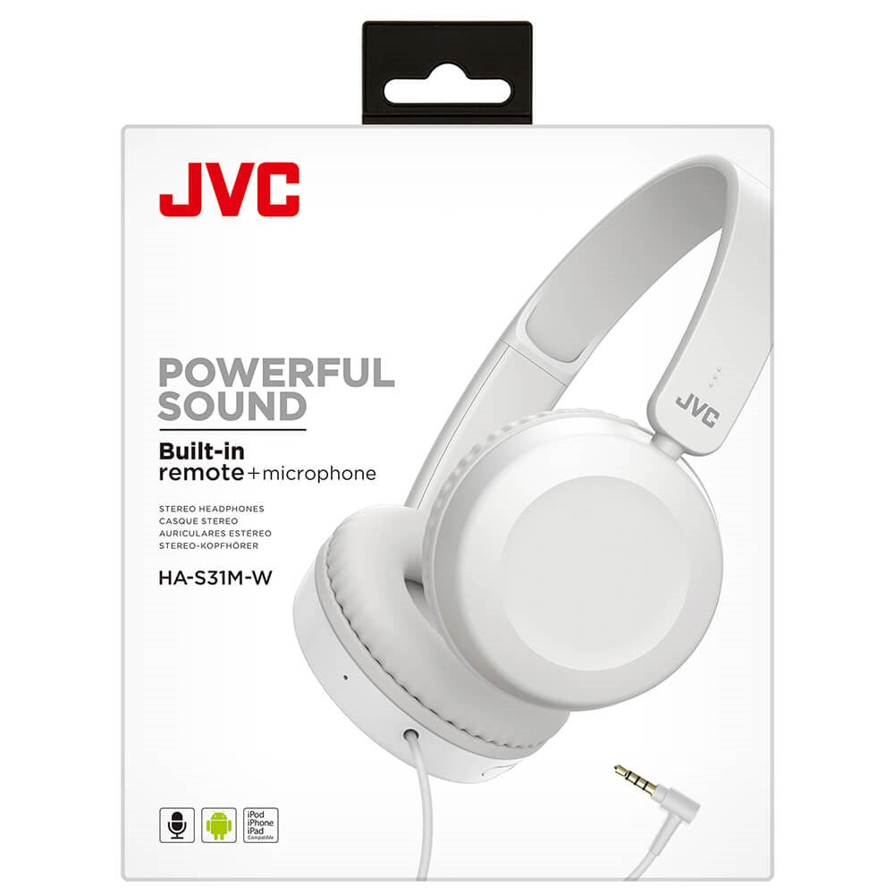 JVC HA-S31M On-Ear Høretelefoner m. Mikrofon - Hvid