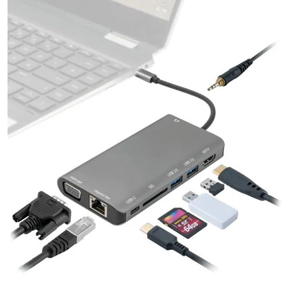 4smarts 8-i-1 USB-C Multi Adapter - Grå