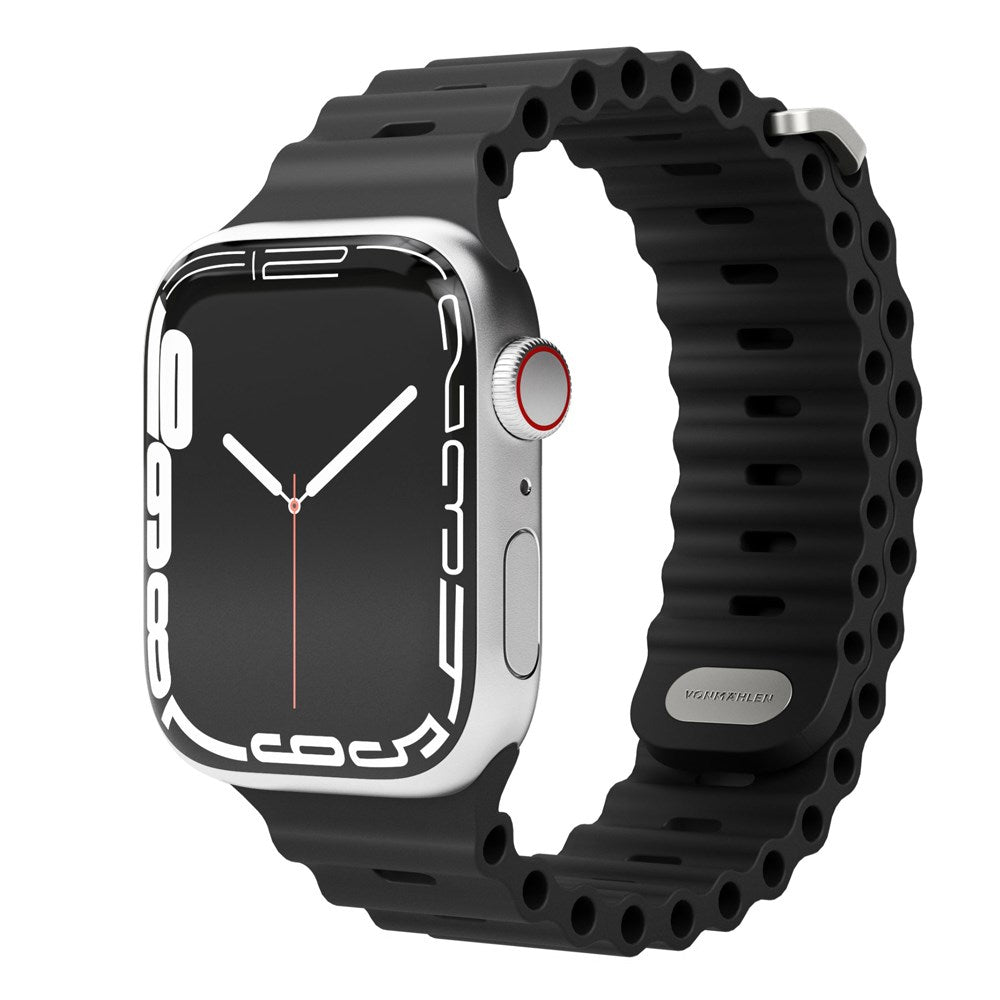 Vonmählen Apple Watch (42/44/SE/45/46/49mm) Wave Band 2 Återvunnet Silikon Rem - Svart