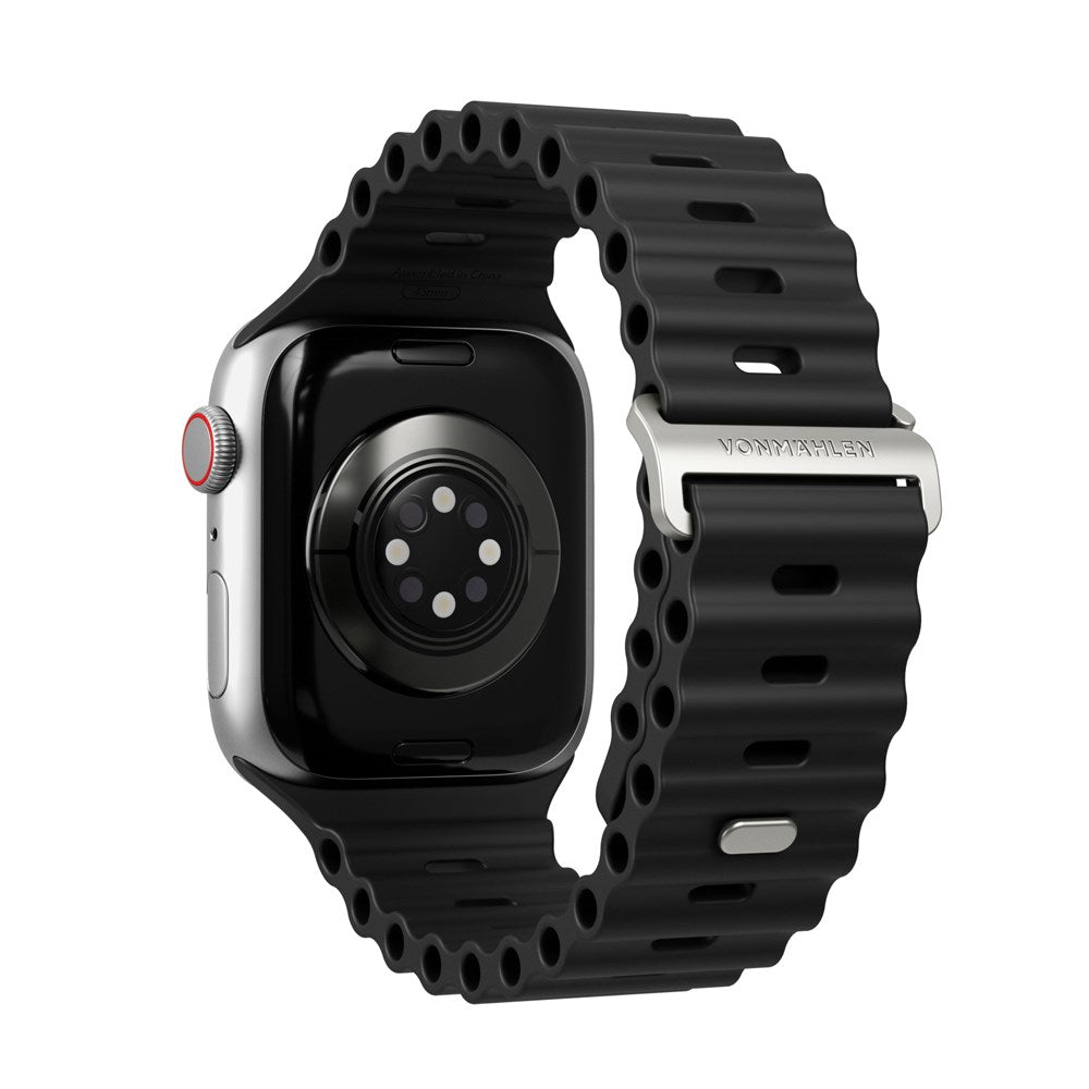 Vonmählen Apple Watch (42/44/SE/45/46/49mm) Wave Band 2 Återvunnet Silikon Rem - Svart