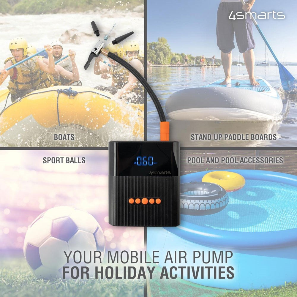 4smarts PitStop+ 8800mAh Powerbank med Kompressor & Ficklampa - Svart