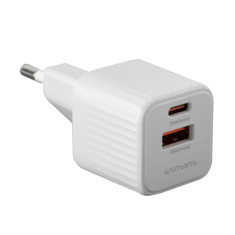 4smarts Väggladdare 20W med 1x USB-A / 1x USB-C - Vit