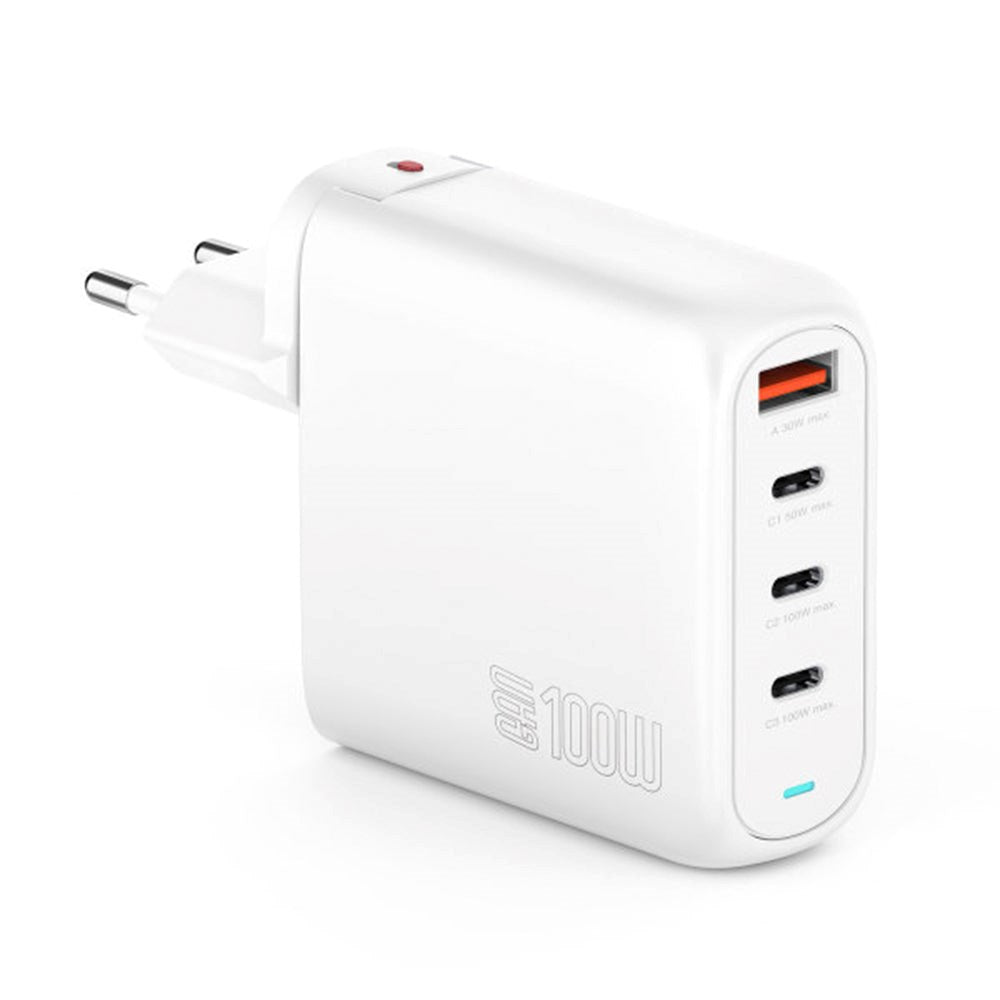 4smarts 100W PD Charger GaN Flex Pro - Väggladdare med 1 x USB-A & 3 x USB-C - Vit