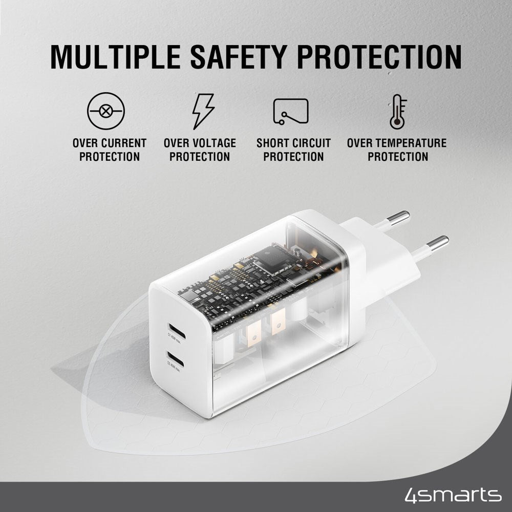 4smarts PDPlug 45W Väggladdare med 2 x USB-C - Vit