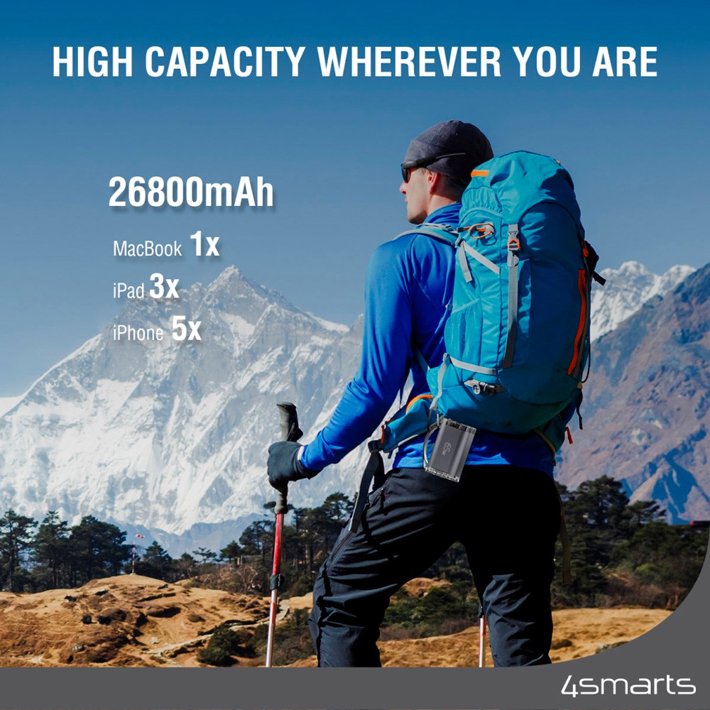 4smarts PowerBank Lucid Air - 26800 mAh - 65W - Grå