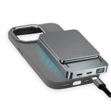 4Smarts OneStyle iPhone 15 Silikonskal - MagSafe-kompatibelt - med MagSafe Kompatibelt PowerBank 22,5W 5000mAh & USB-C till USB-C Kabel - Grå