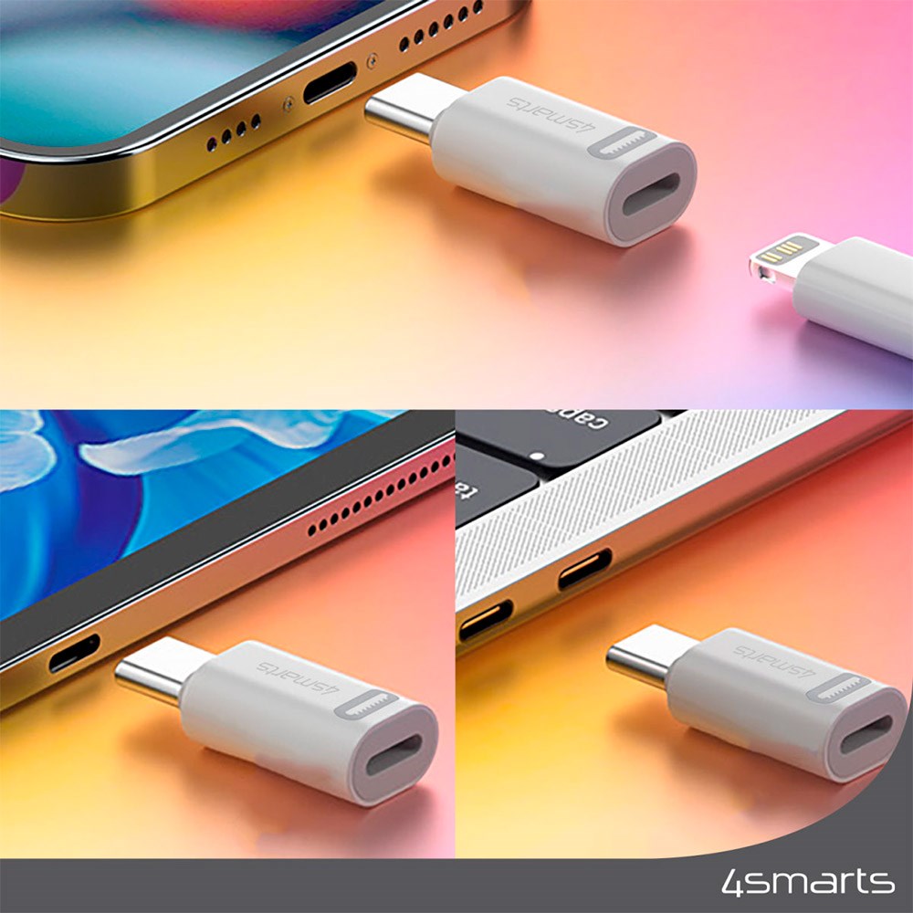 4Smarts Lightning till USB-C Adapter - 2 st. - Vit