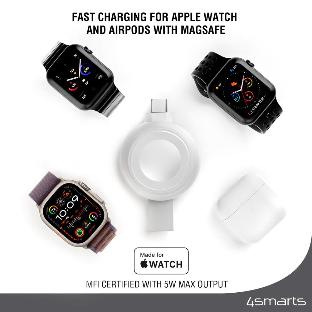 4smarts Snabb Laddare för Apple Watch - Silver / Vit