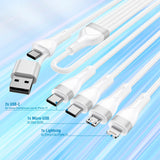 4smarts 4in2 15W Multi-Charging Kabel - 2 x USB-C / Lightning / Micro USB 120cm - Vit