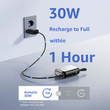 4smarts 10 000 mAh Pocket Powerbank med Integrerad USB-C-Kabel 30W - Silver