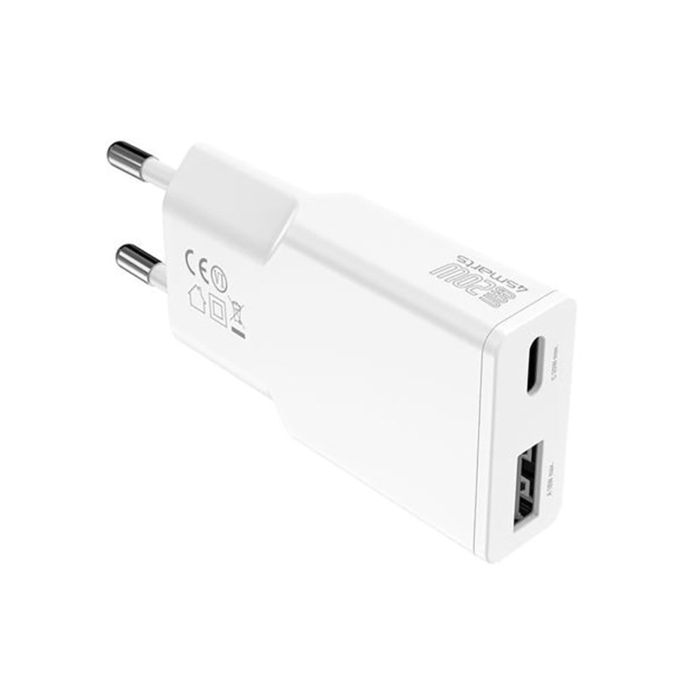 4Smarts PD Slim Väggladdare GaN 20W med 1 x USB-C & 1 x USB-A - Vit