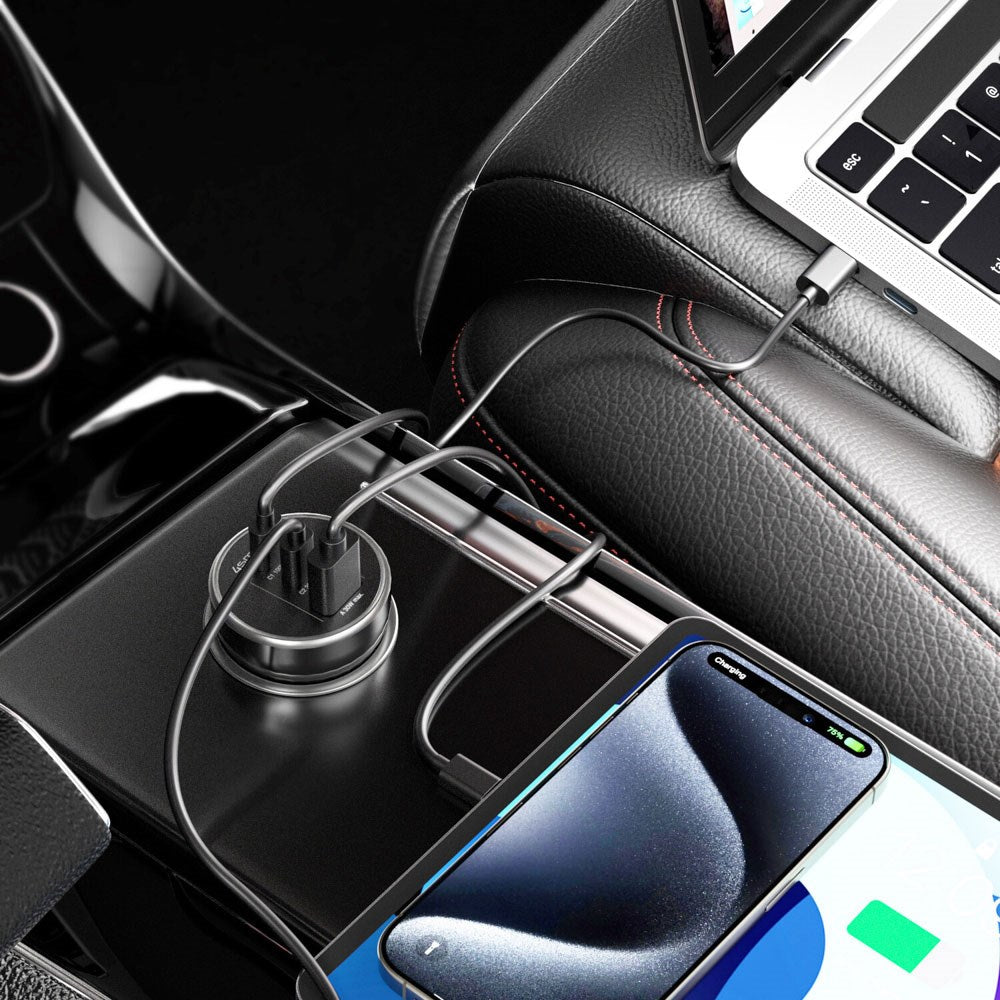 4smarts VoltRoad Ultimate 160W Billaddare med 2 x USB-C 1 x USB-A - Svart