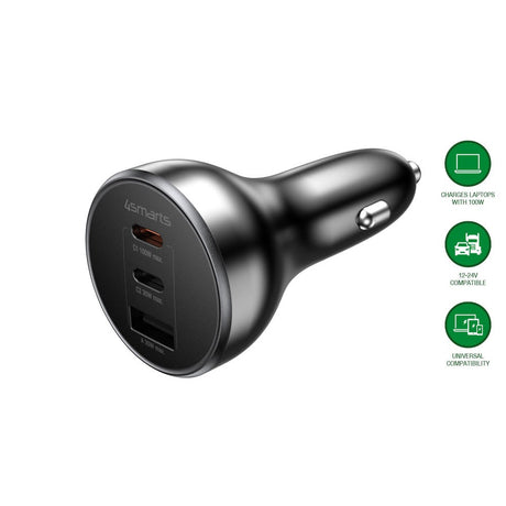 4smarts VoltRoad Ultimate 160W Billaddare med 2 x USB-C 1 x USB-A - Svart