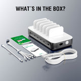 4smarts Laddstation m. 9 Laddningsalternativ - 5x USB-C Kabel & 1x 4-i-2 Multikabel - 100W - Grå / Vit