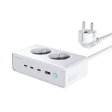 4smarts 6-i-1 Skrivbordsladdare - 65W - 2x AC-kontakt / 3x USB-C / 1x USB-A - Vit