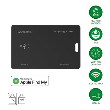4Smarts Location Finder SkyTag-Kort - Trådlös Laddning - Svart