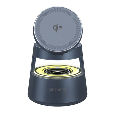 4smarts 3-i-1 Trådlös Laddare med Inbyggd Lampa & Bluetooth för Smartphone / Smartklocka / AirPods - MagSafe / Qi2 Kompatibel - Grå