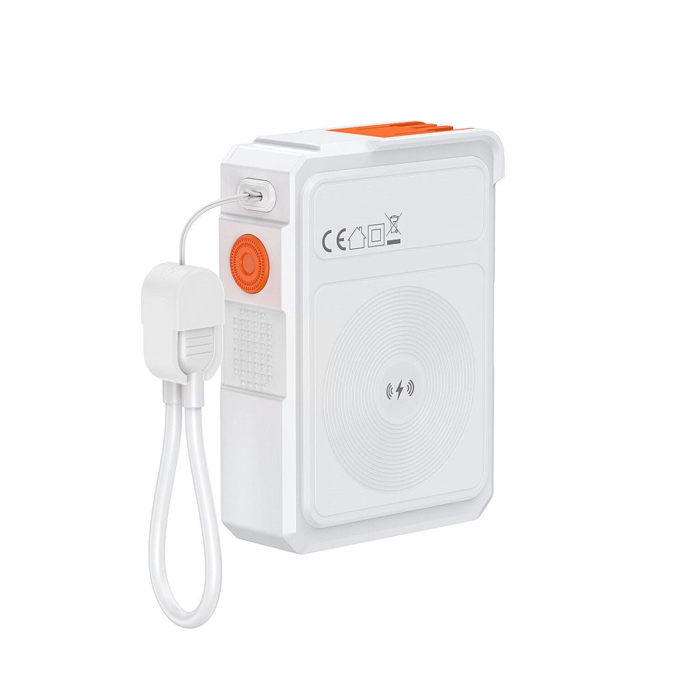 4smarts 6-i-1 10 000 mAh Hybrid Powerbank / Trådlös Laddare / Reseadapter - Vit / Orange