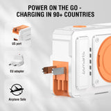 4smarts 6-i-1 10 000 mAh Hybrid Powerbank / Trådlös Laddare / Reseadapter - Vit / Orange