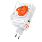 4smarts 6-i-1 10 000 mAh Hybrid Powerbank / Trådlös Laddare / Reseadapter - Vit / Orange