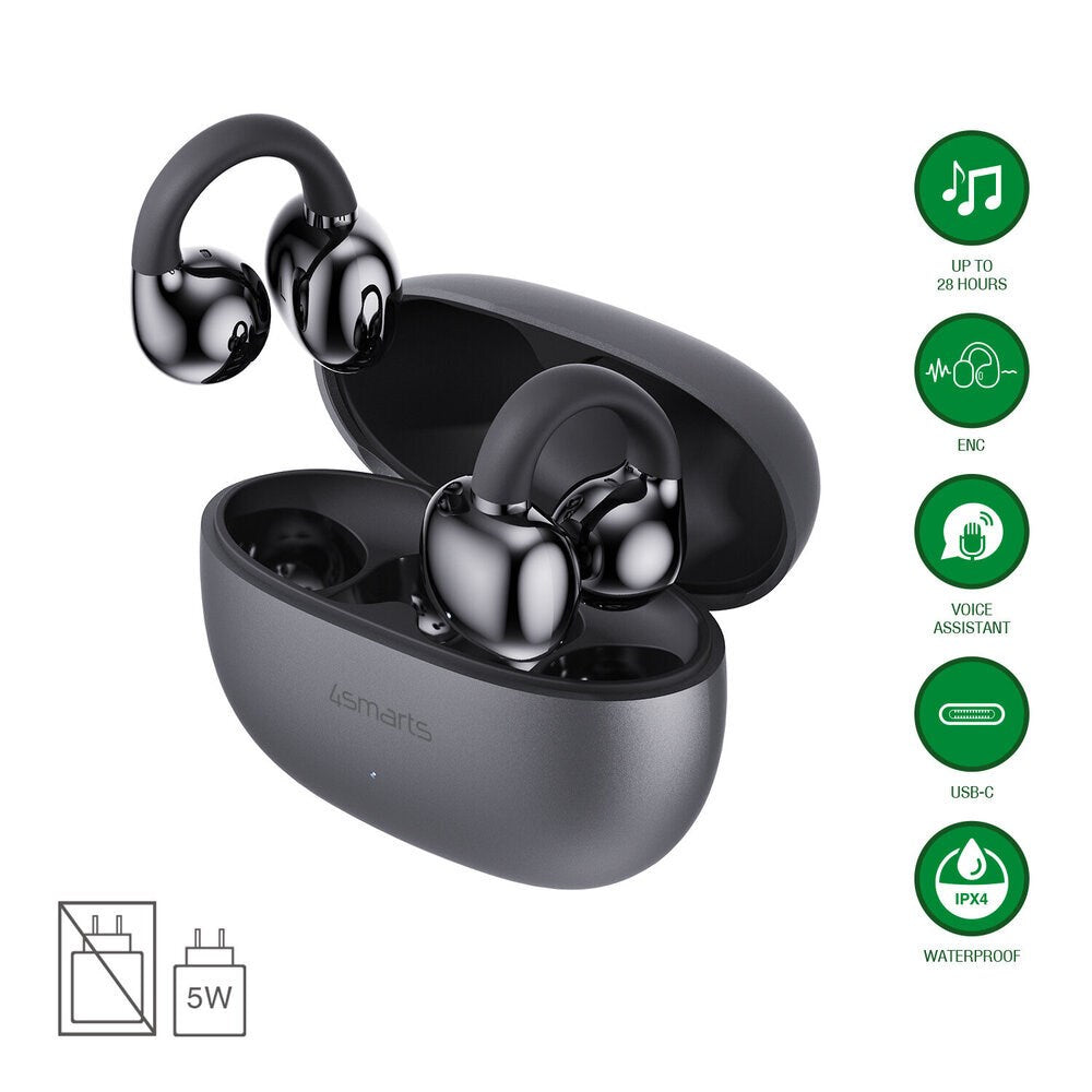 4smarts True Wireless SkyBuds Clip Hörlurar - Open-Ear - Grå