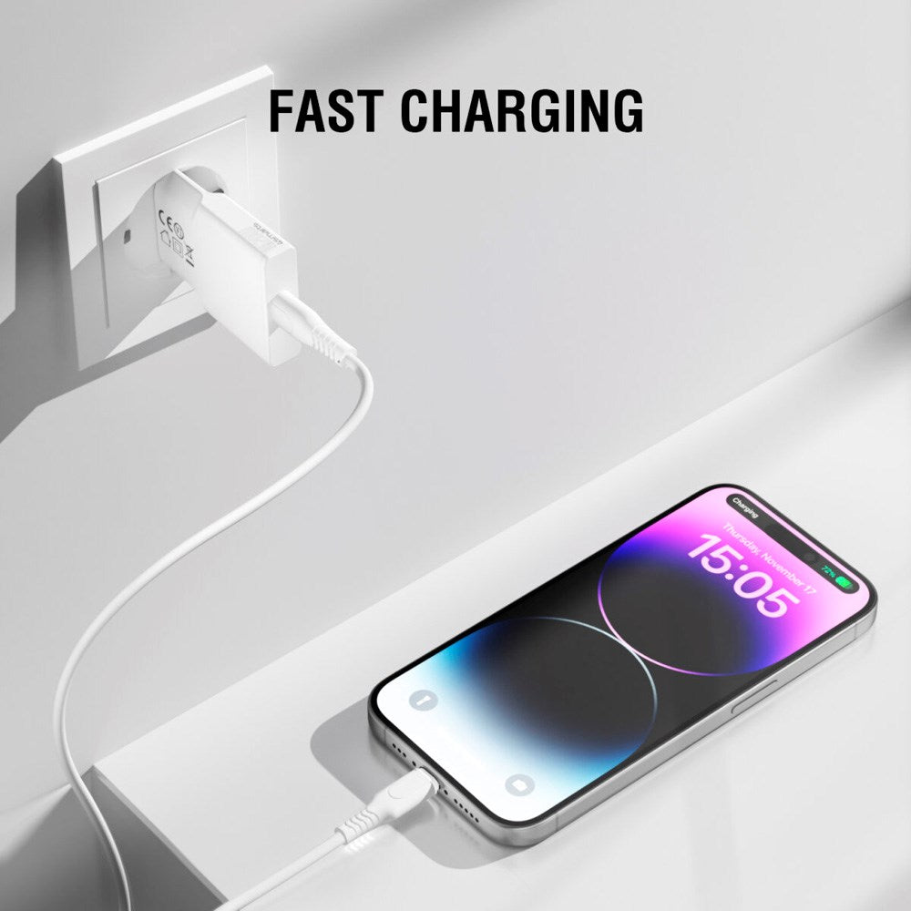 4smarts PremiumCord USB-C till USB-C Kabel 60W - 1.5 m - Vit