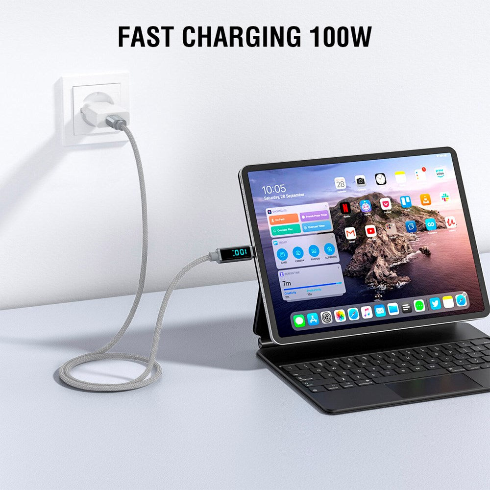 4smarts DigitCord USB-C Kabel 100W - 1.5m - Grå