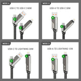 4smarts ComboCord 3-i-1 Multikabel 240W - 1.5 m - Grå