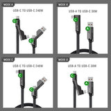 4smarts ComboCord 2-i-1 Vinkelkabel 240W - 1.5m - Grå