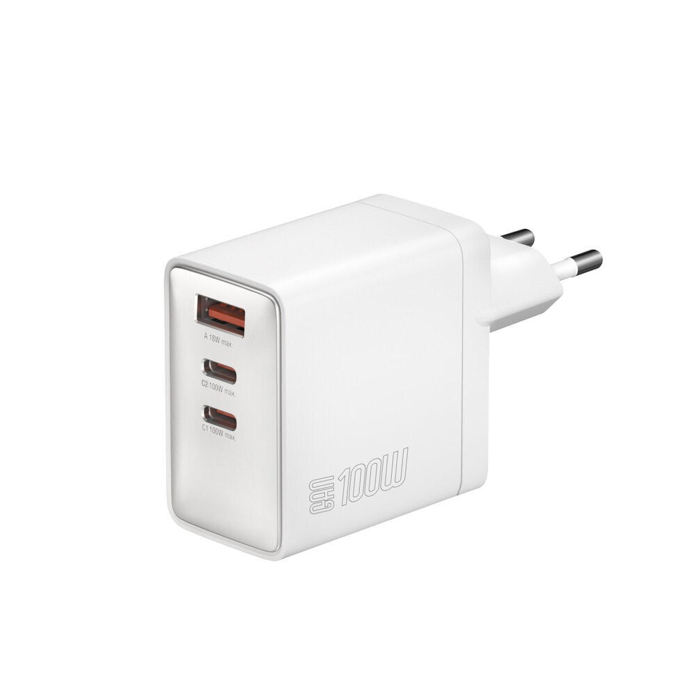 4smarts 100W Väggladdare m. 1x USB-A & 2x USB-C – Vit