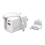 4smarts 65W Flex Jojo Väggladdare med EU / US-kontakt - 1 x USB-A - 1 x USB-C - 1 x USB-C Kabel - Vit