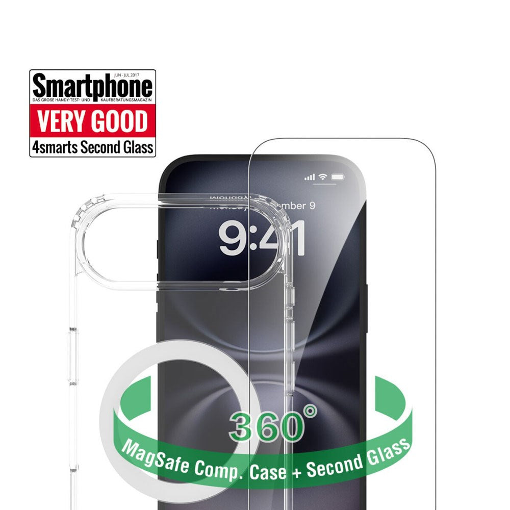 iPhone Air 4Smarts 360° Protection Set m. Skal & Skärmskyddsglas - MagSafe Kompatibel - Genomskinlig
