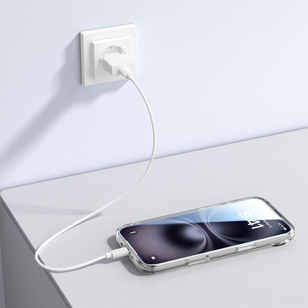 iPhone Air 4Smarts 3-i-1 Premium Starter Set - MagSafe Skal, Skärmskydd & 20W Väggladdare - Genomskinlig / Vit