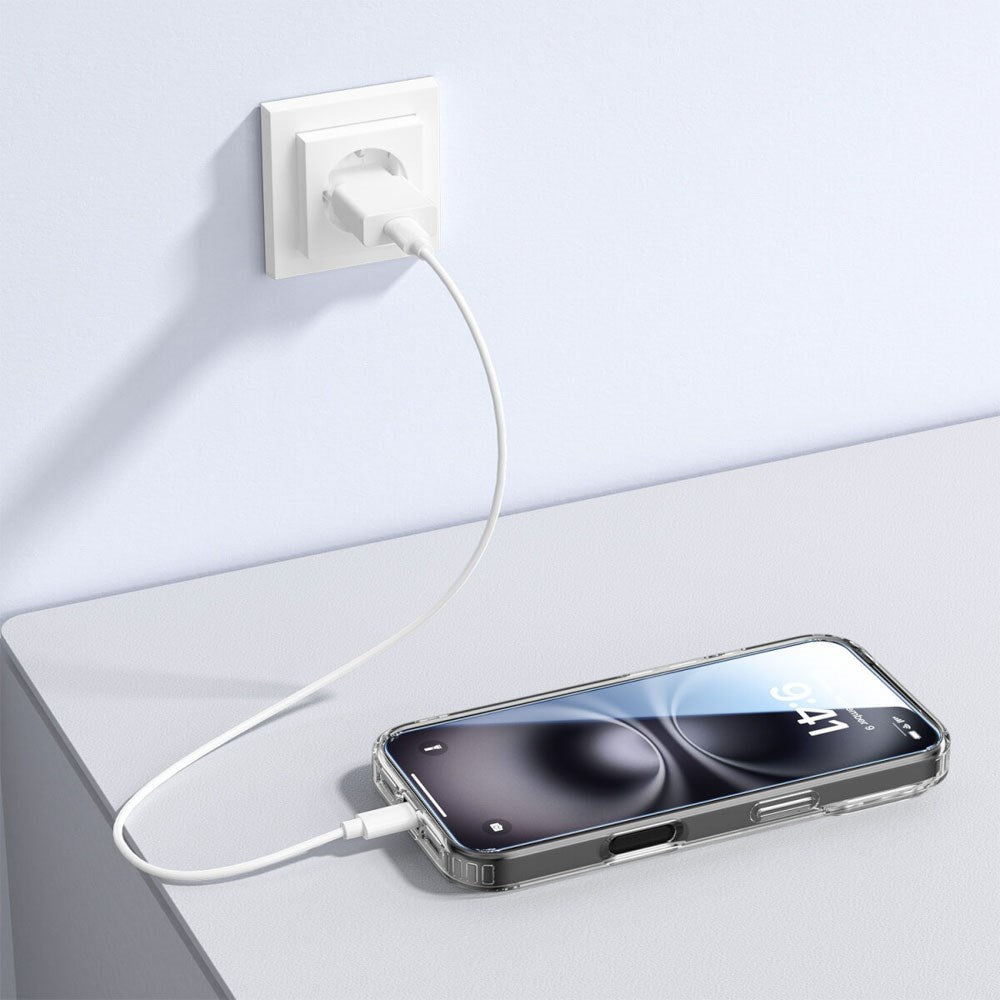 iPhone 17 Pro Max 4Smarts 3-i-1 Premium Starter Set - MagSafe Skal, Skärmskydd & 20W Väggladdare - Genomskinlig / Vit