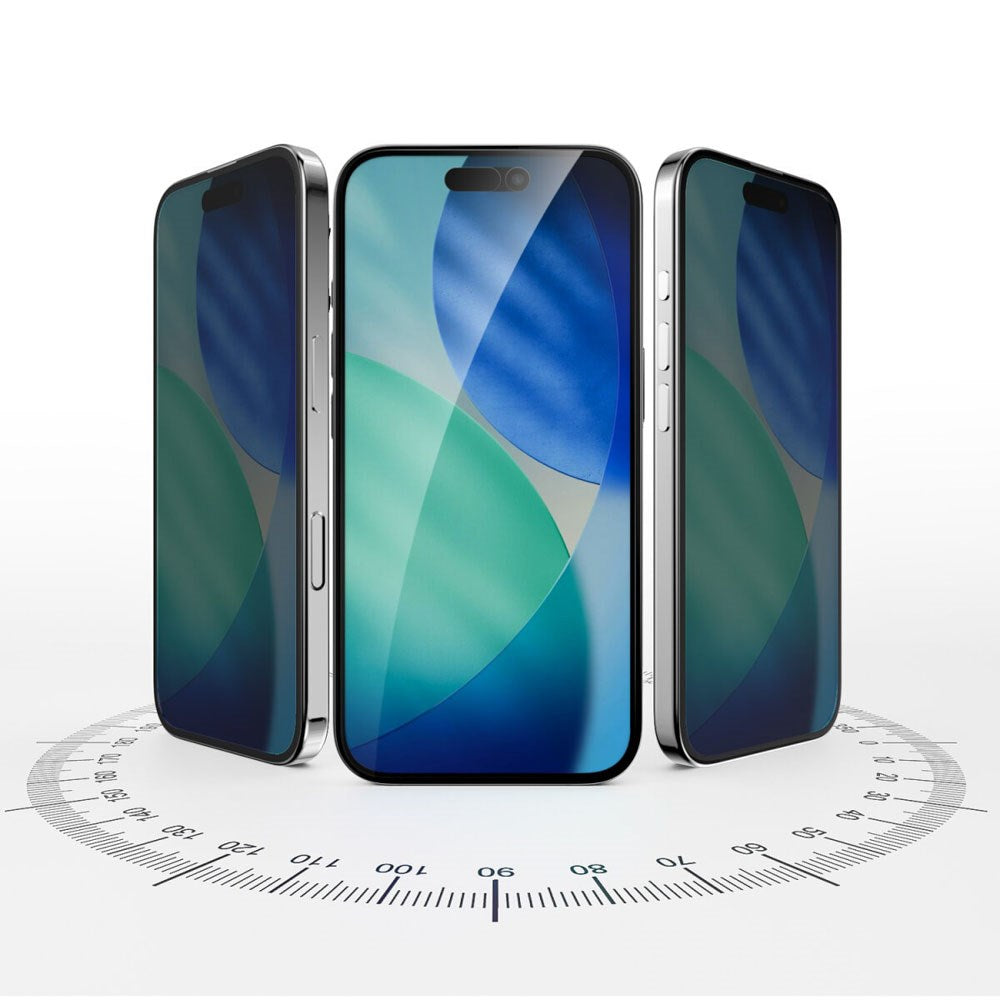 iPhone 17 4Smarts Second Glass Skärmskydd med Monteringsram - Privacy Funktion - Genomskinlig