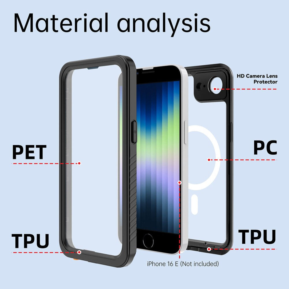 iPhone 17e / 16e 4Smarts Vattentätt 360 Skal - MagSafe Kompatibelt - Genomskinlig / Svart