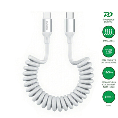 4smarts 240W USB-C till USB-C Kabel - 50cm - Vit