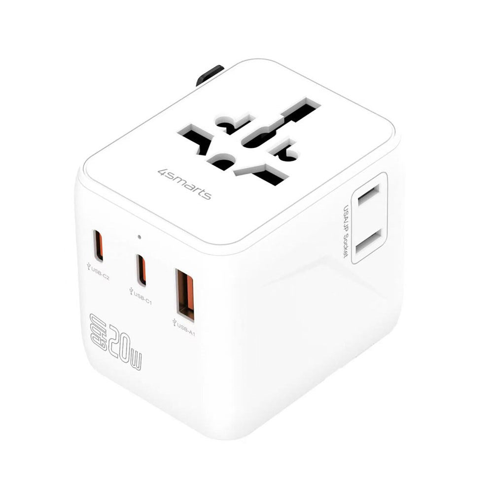 4smarts Nomad Universal Reseadapter 20W med 2 x USB-C & 1 x USB-A - Vit