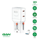 4smarts 65W Reiseadapter for EU/UK/US/AUS med 2 x USB-C & 1 x USB-A Adapter - Hvit
