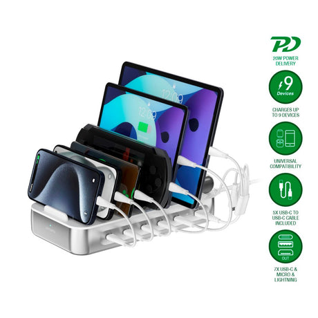 4smarts 9-i-1 Laddningsdocka 100W - Silver