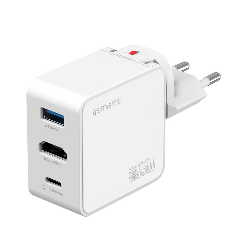 4smarts 3-i-1 HDMI Hub 65W Väggladdare - Vit