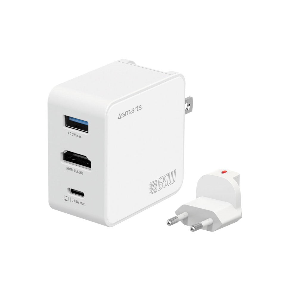 4smarts 3-i-1 HDMI Hub 65W Väggladdare - Vit