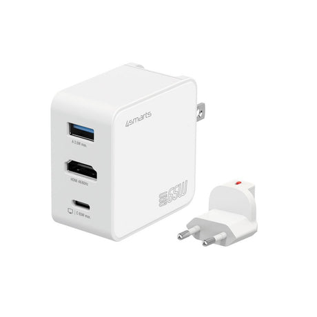 4smarts 3-i-1 HDMI Hub 65W Väggladdare - Vit
