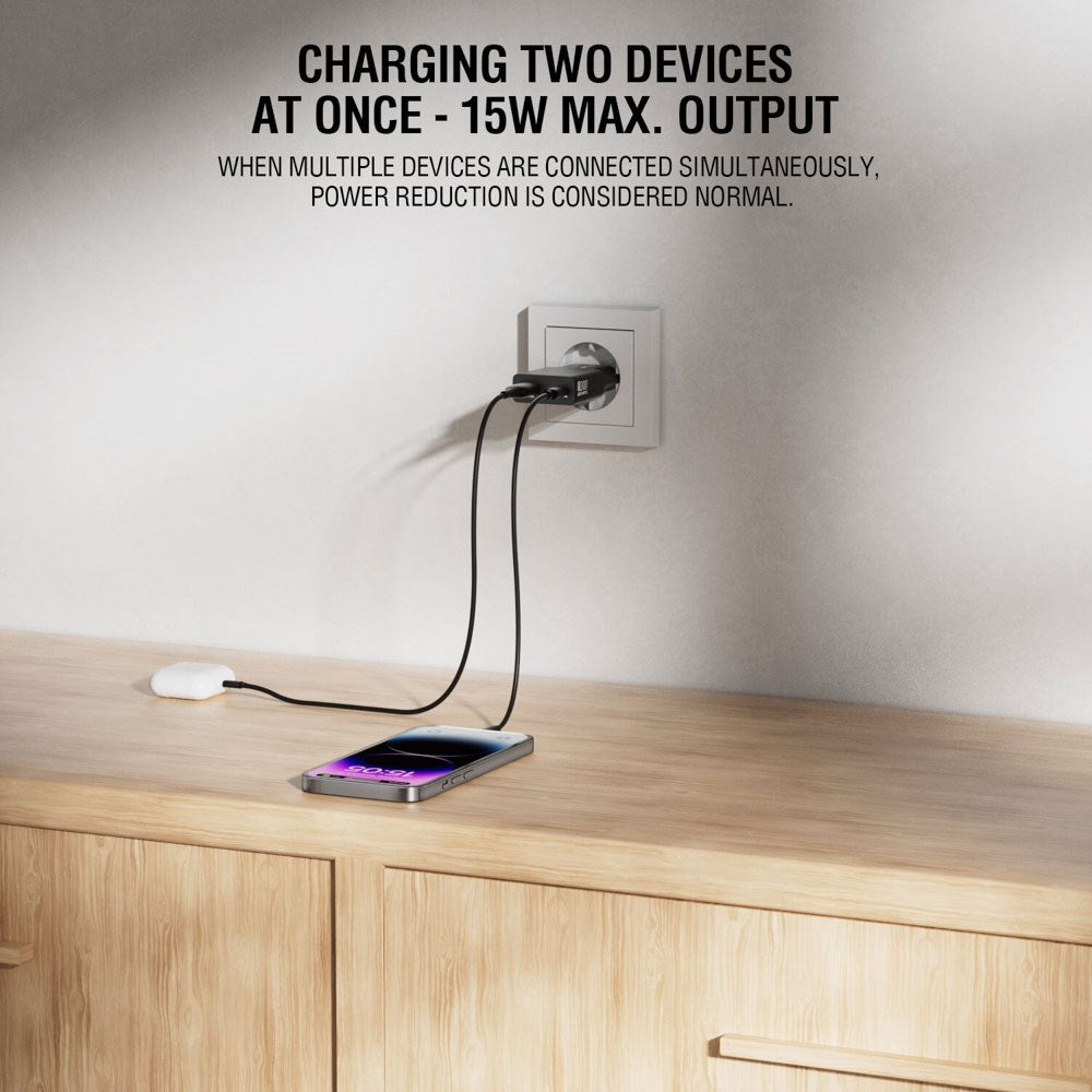 4smarts PDPlug Slim 30W Väggladdare med 1 x USB-C 1 x USB-A - Svart