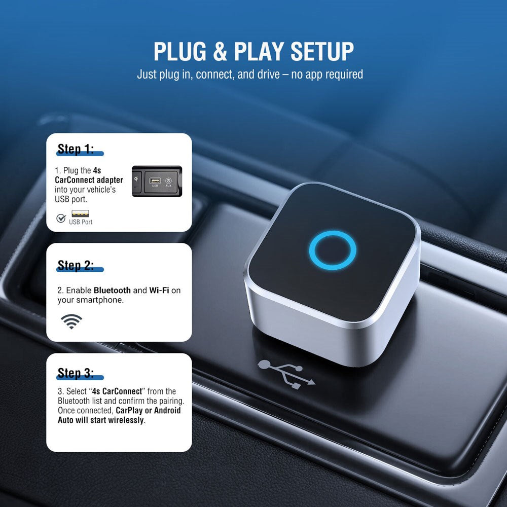 4smarts 2-i-1 Trådlös Adapter för Apple CarPlay & Android Auto – Silver