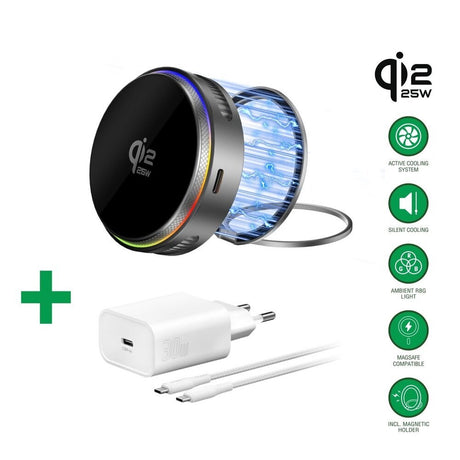 4smarts Laddningsset - MagSafe Laddare / Väggladdare / Kabel - Vit