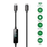 4smarts ScreenCord 240W USB-C till USB-C Kabel med Inbyggd Skärm - 1,2m - Svart
