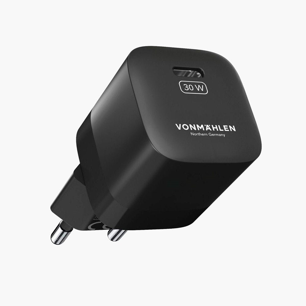 VONMÄHLEN Allroundo GaN 30W Väggladdare med 6-i-1 Kabel 120cm USB-C / Lightning / Micro USB / USB-A - Svart