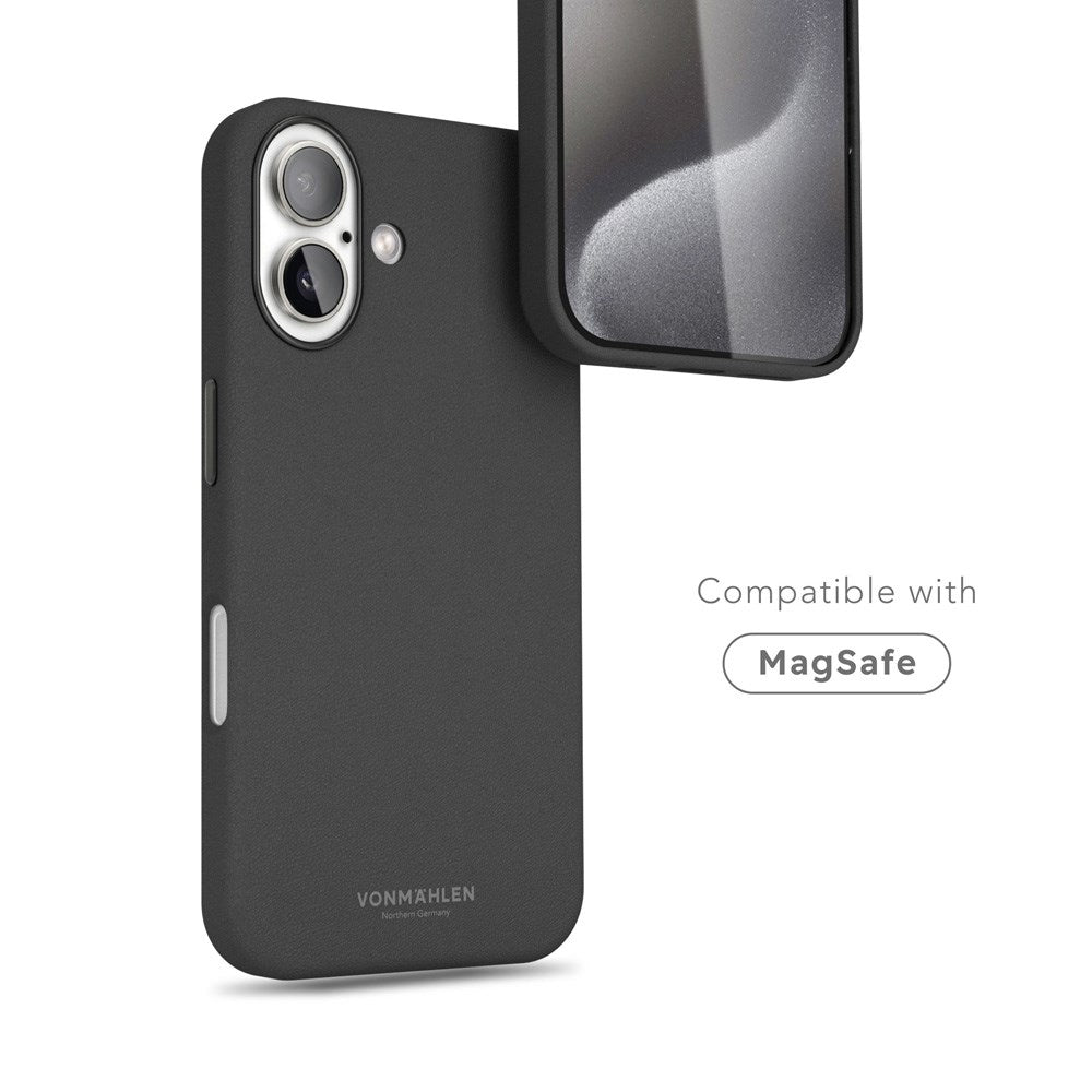 Vonmählen iPhone 16 Like Leather Skal - MagSafe Kompatibel - Black