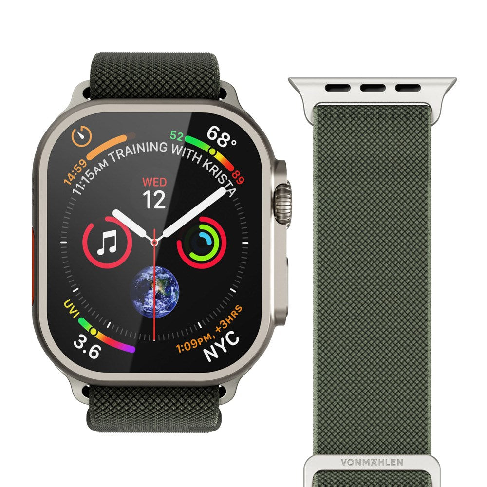 Vonmählen Apple Watch (42/44/SE/45/46/49mm) Classic Nylon Loop Rem - Olive